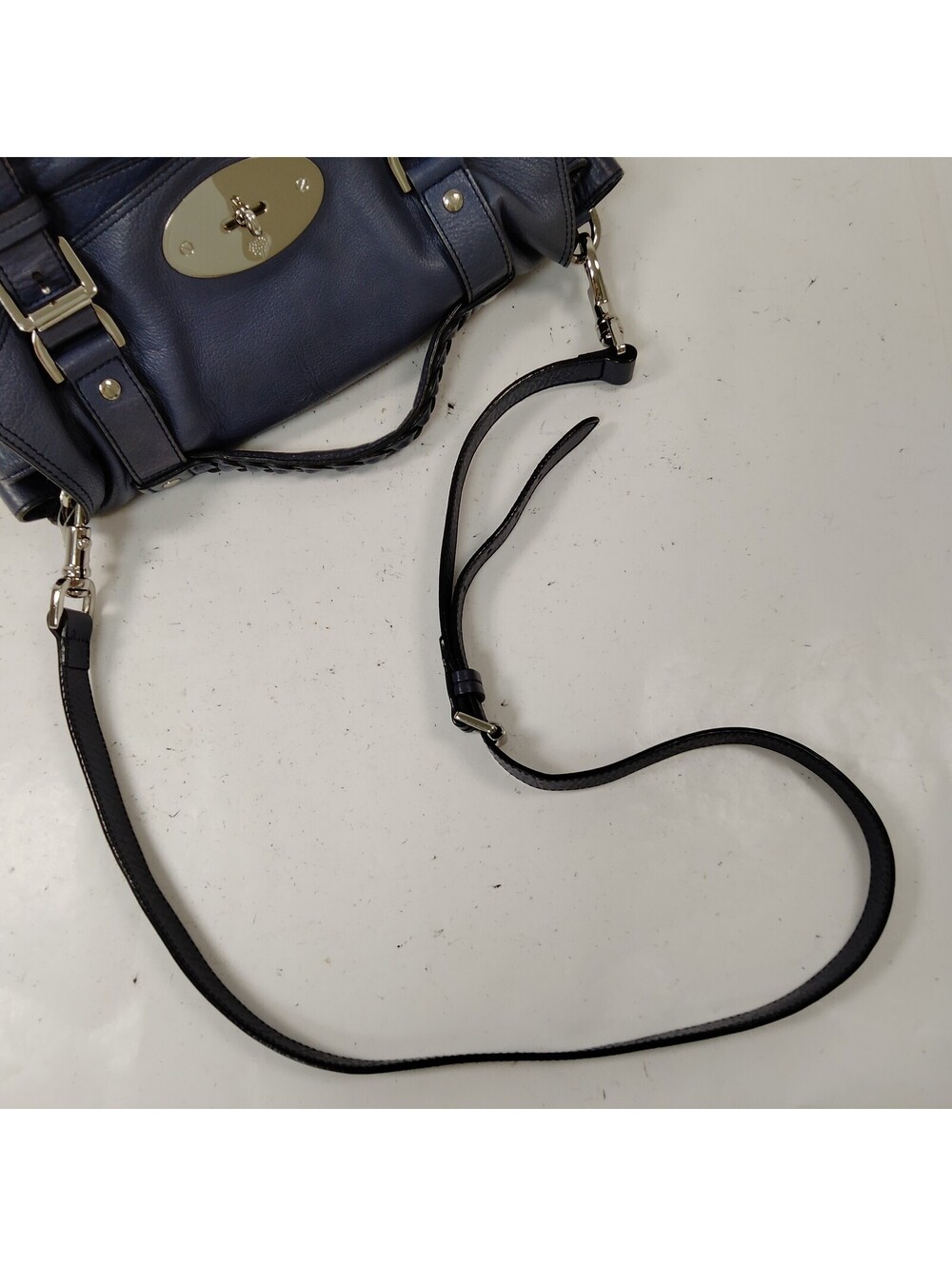 Mulberry Bayswater Hand Bag Navy Blue Leather Shoulder Strap Pre-owned 5664983 - Picture 4 of 9